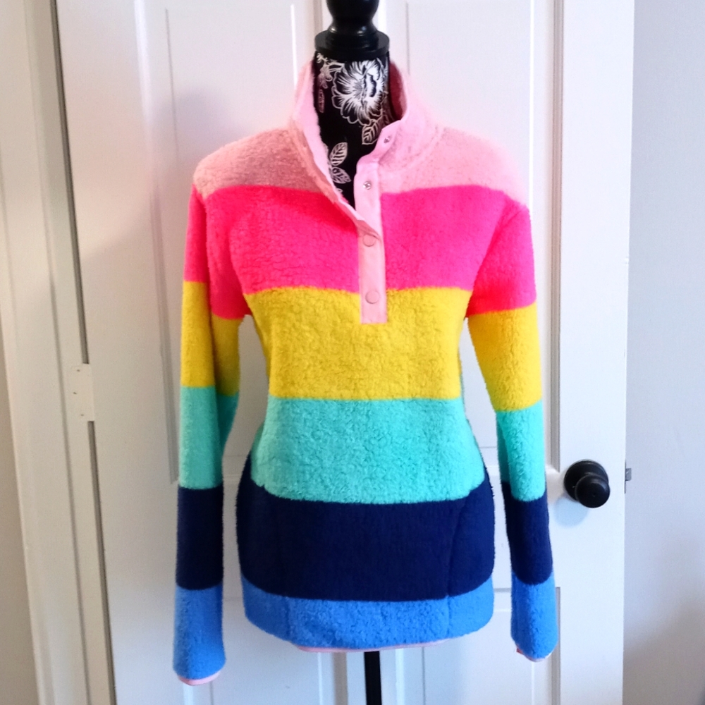 🆕 🌈HTF Crown & Ivy🌈 - "Follow Ur Heart" Stripe Woobie Pullover